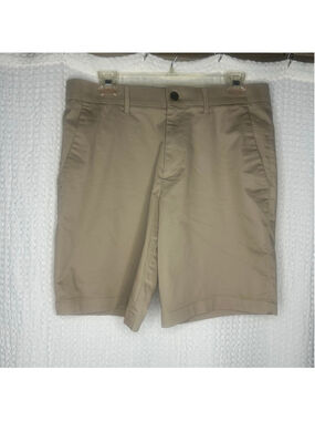 Men's Banana Republic Aiden Short Waist 32 Beige Khaki Tan Flat Front Shorts